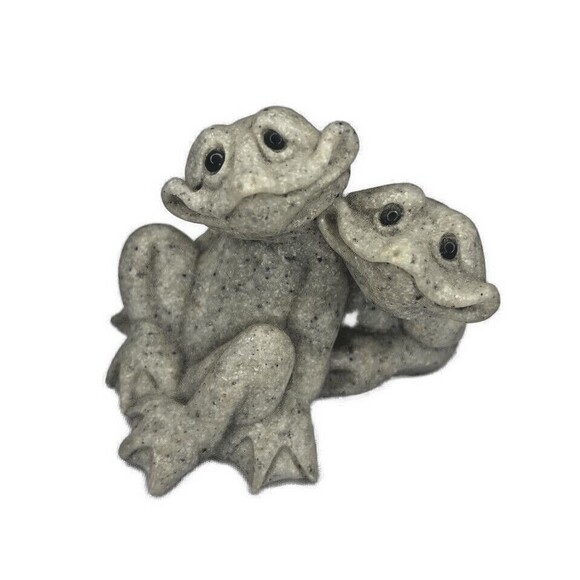 Quarry Critters Fric & Frac Stone Frogs Second Nature Designs Vintage 2000 2.5” - Picture 1 of 6